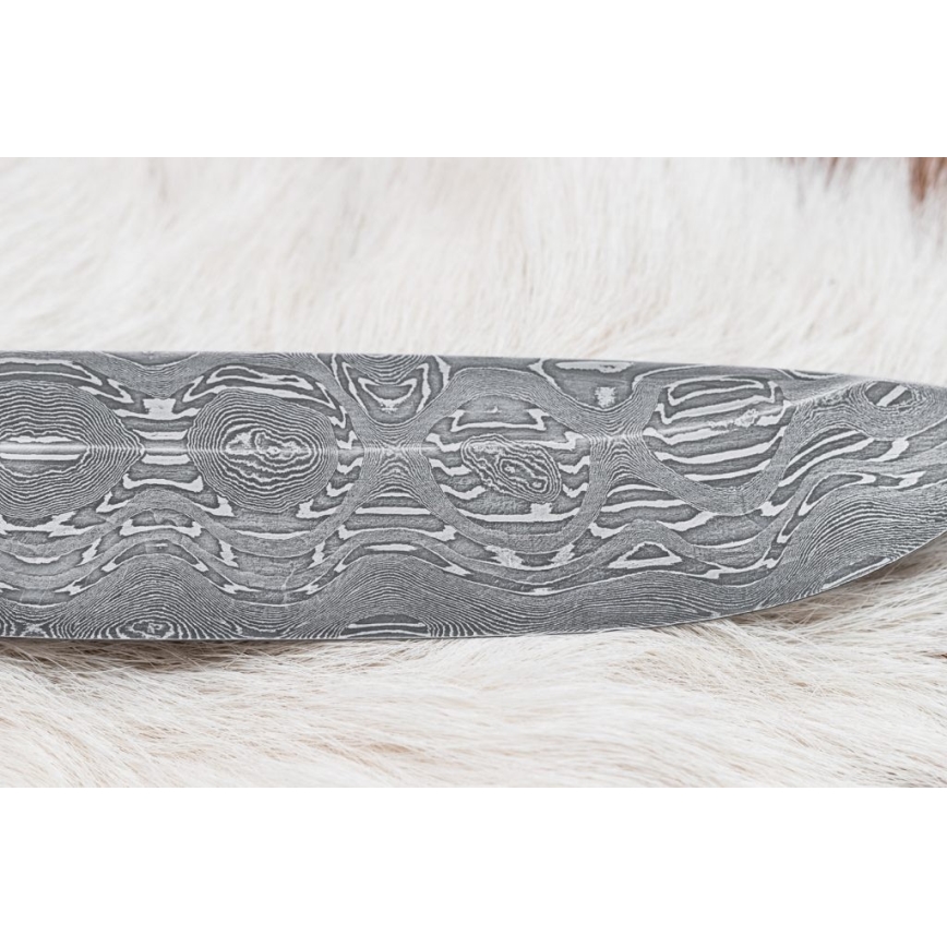Damasceński nóż myśliwski 13 cm topola/heban