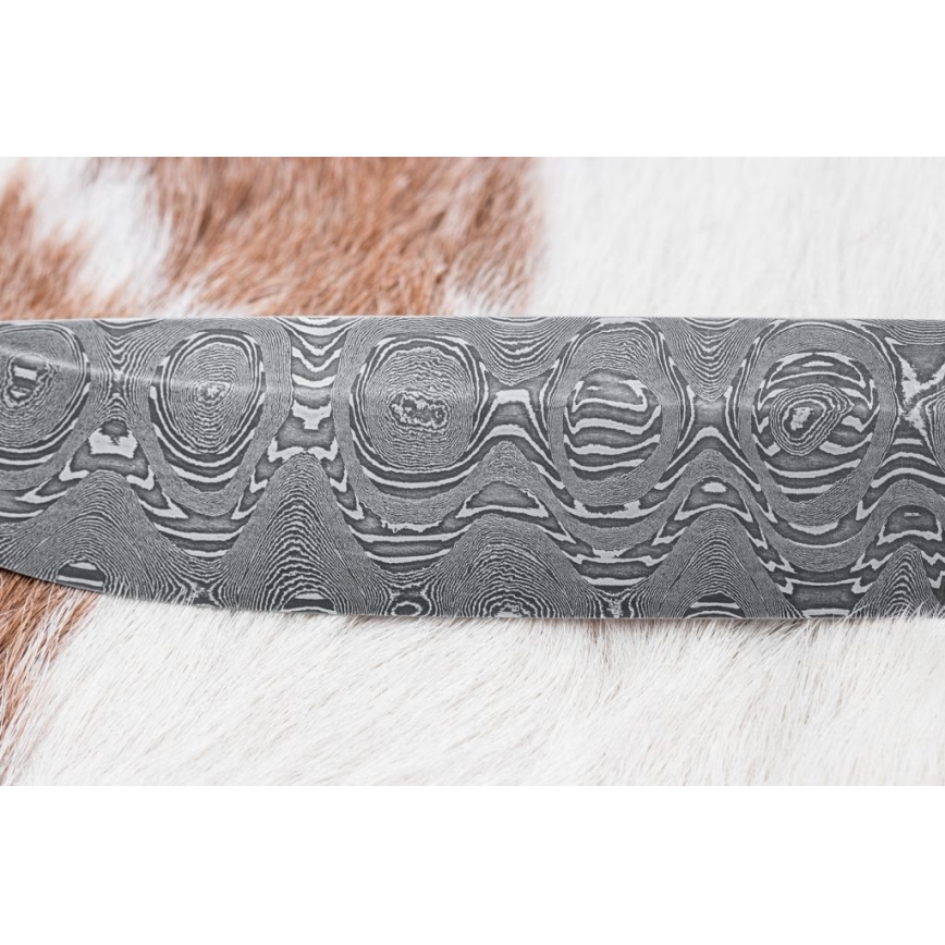 Damasceński nóż myśliwski 14,5 cm olcha/serpentynit