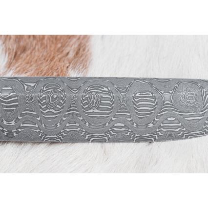 Damasceński nóż myśliwski 14,5 cm olcha/serpentynit