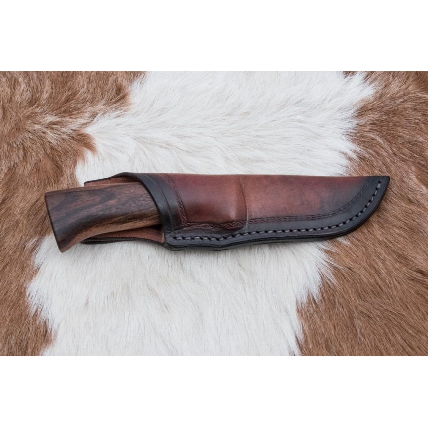 Damasceński nóż myśliwski 9,7 cm orzech/klon