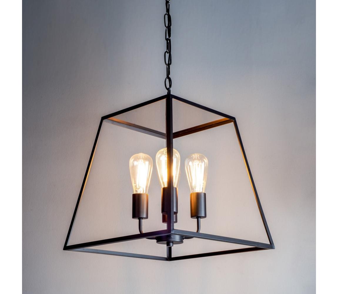 Där Lighting ACA8622 - Żyrandol na łańcuchu ACADEMY 4xE27/60W/230V czarny