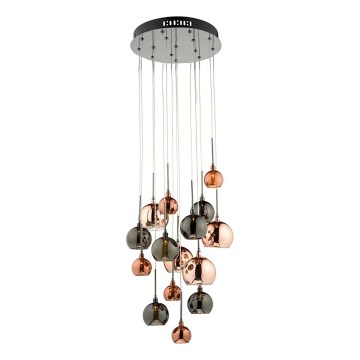 Där Lighting AUR1564 - Żyrandol na linkach AURELIA 15xG4/10W/230V czarny/miedziany