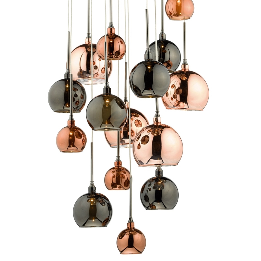Där Lighting AUR1564 - Żyrandol na linkach AURELIA 15xG4/10W/230V czarny/miedziany