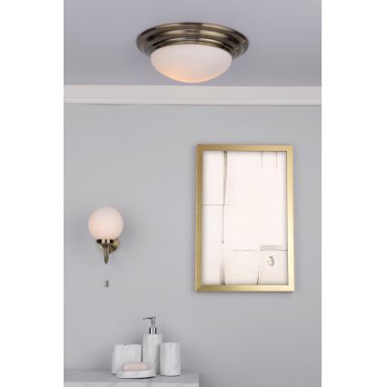 Där Lighting BAR5275 - Lampa sufitowa do łazienki BARCLAY 1xE27/60W/230V śr. 31 cm mosiądz