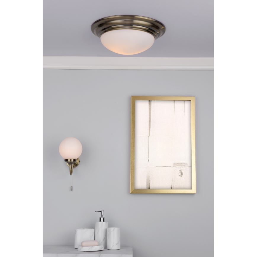 Där Lighting BAR5275 - Lampa sufitowa do łazienki BARCLAY 1xE27/60W/230V śr. 31 cm mosiądz