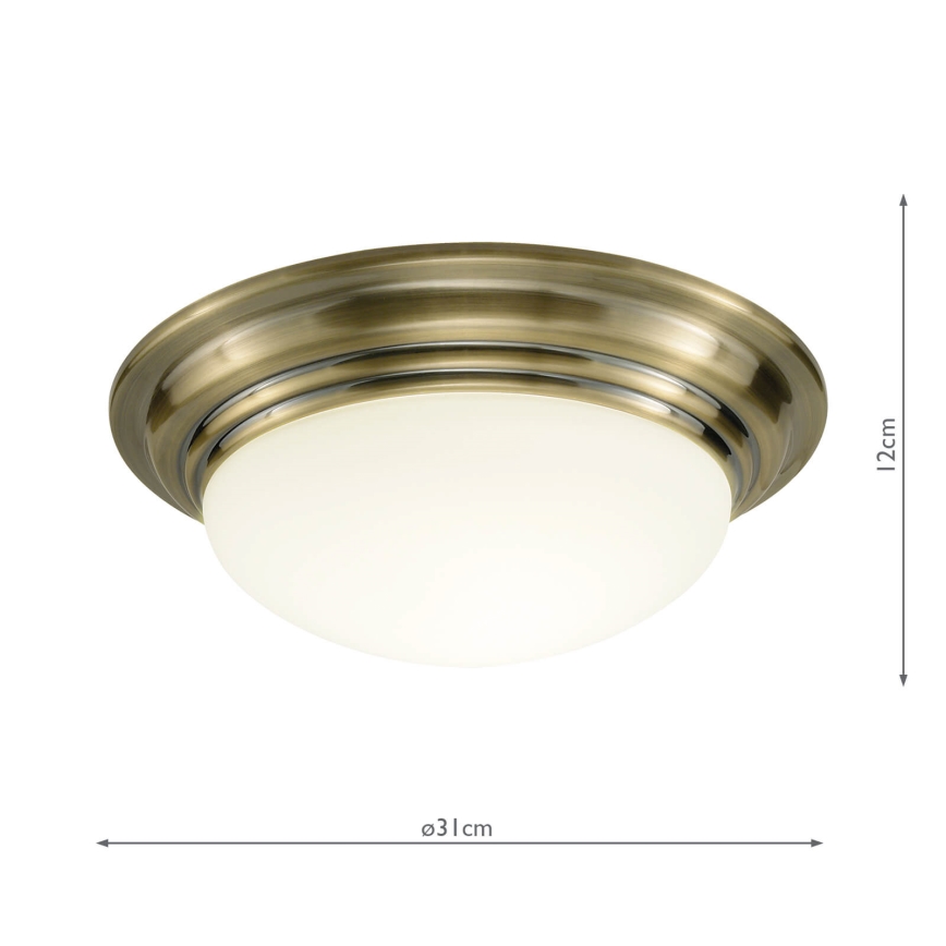 Där Lighting BAR5275 - Lampa sufitowa do łazienki BARCLAY 1xE27/60W/230V śr. 31 cm mosiądz