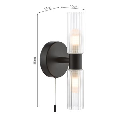 Där Lighting BOL0922 - Kinkiet łazienkowy BOLTON 2xG9/5W/230V IP44 czarny
