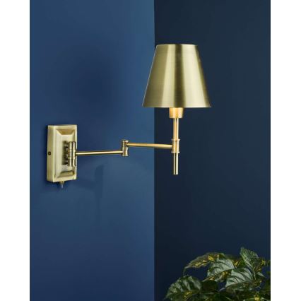 Där Lighting KEN0775 - Regulowana lampa ścienna KENSINGTON 1xE14/25W/230V mosiądz