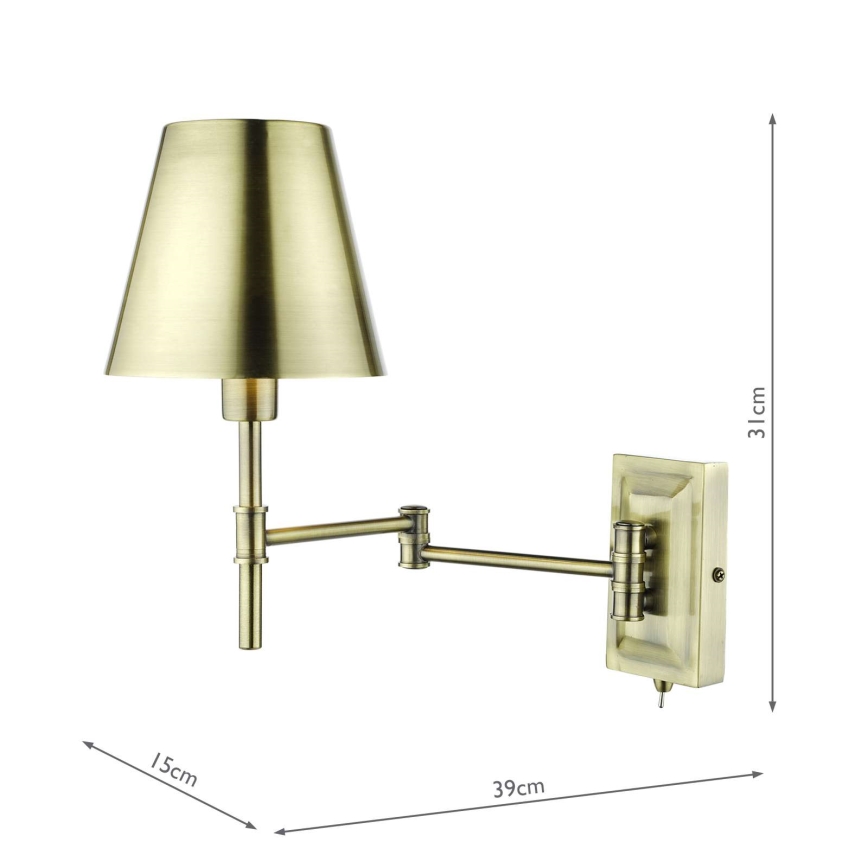 Där Lighting KEN0775 - Regulowana lampa ścienna KENSINGTON 1xE14/25W/230V mosiądz