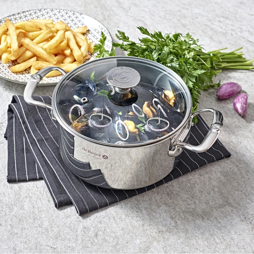 De Buyer 3427.24 - Garnek z pokrywką MILADY 24 cm ze stali nierdzewnej