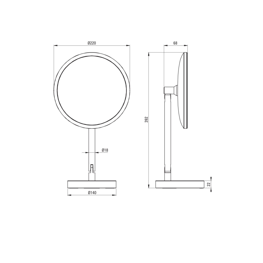 Deante ADI_Z812 - Łazienkowe ładowane lustro kosmetyczne SILIA LED/5V 5000 mAh 2700-6500K IP44