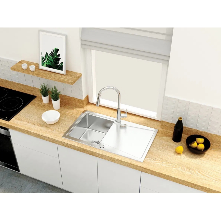Deante BDH_072M - Bateria kuchenna z wyciąganą wylewką LUKRECJA chrom błyszczący
