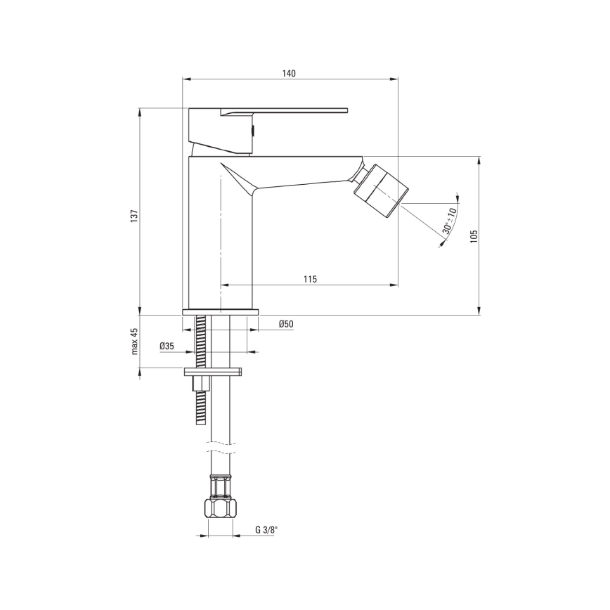 Deante BGA_030M - Bateria bidetowa ALPINIA, chrom błyszczący