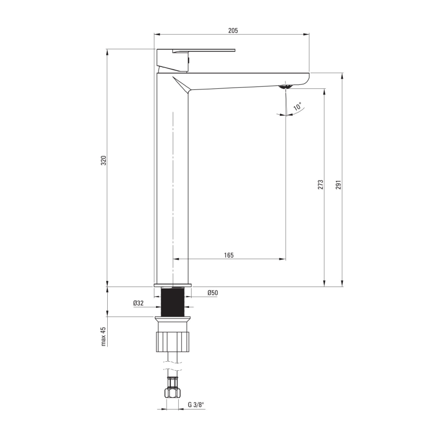 Deante BGA_N20K - Bateria umywalkowa ALPINIA czarna