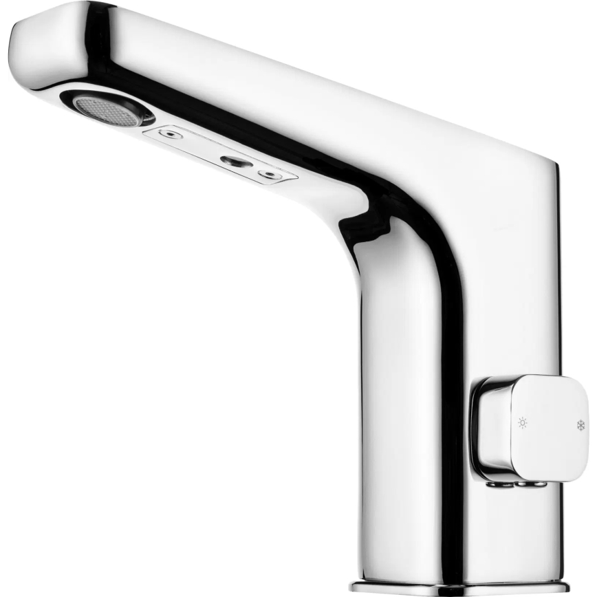 Deante BQH_029R - Bezdotykowa bateria umywalkowa z regulacją temperatury HIACYNT 4xAA chrom błyszcząca
