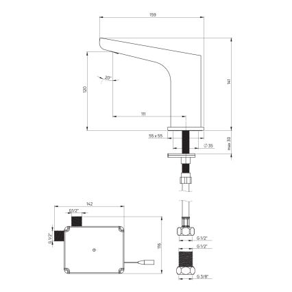 Deante BQH_N28R - Bezdotykowa bateria umywalkowa HIACYNT 4xAA czarna