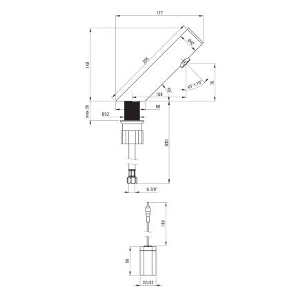 Deante BQR_P28R - Bezdotykowa bateria umywalkowa SENSE 4xAA polerowana stal