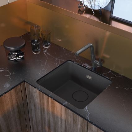 Deante BQS_D73M - Bateria zlewozmywakowa z wyciąganą wylewką SILIA, tytanowa