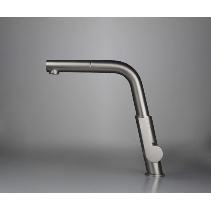 Deante BQS_D73M - Bateria zlewozmywakowa z wyciąganą wylewką SILIA, tytanowa