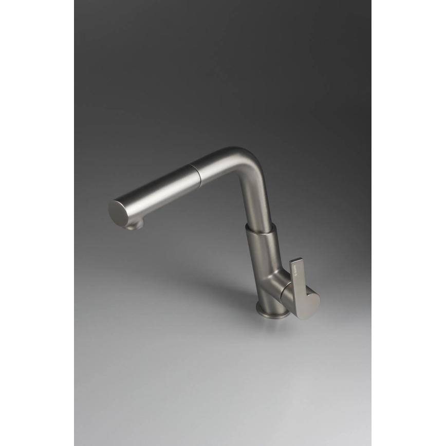 Deante BQS_D73M - Bateria zlewozmywakowa z wyciąganą wylewką SILIA, tytanowa