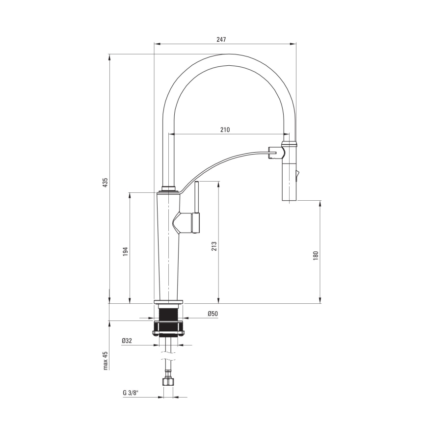 Deante BRC_072M - Bateria kuchenna z elast. ramą CORDA chrom błyszczący