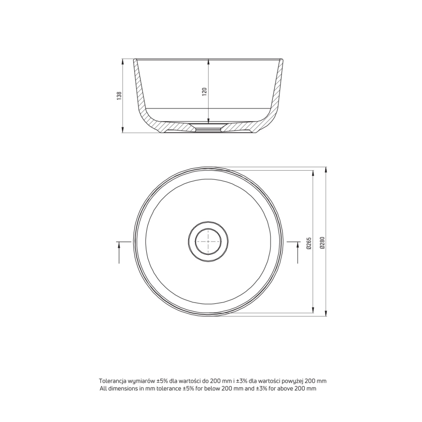 Deante CDJ_6U2S - Umywalka nablatowa JASMIN o średnicy 28 cm, ceramika/biała