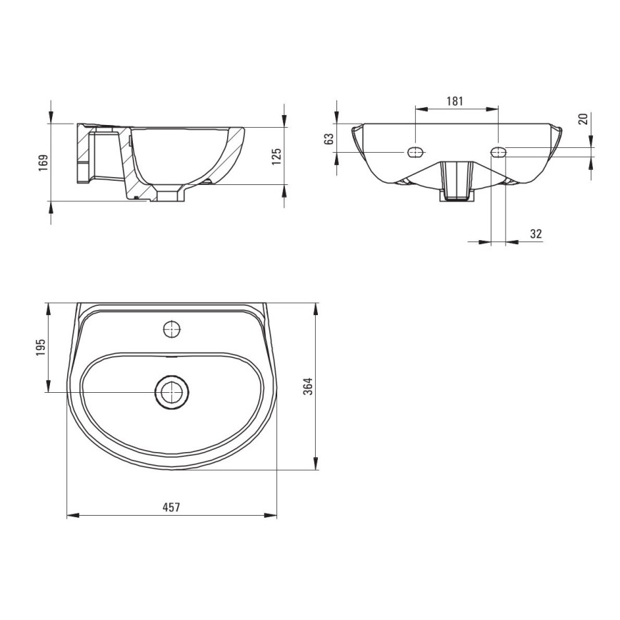 Deante CDJ_6U4W - Umywalka wisząca z otworem JASMIN 45,7x36,4 cm ceramika/biała