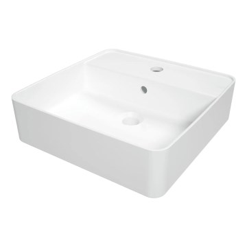 Deante CGS_6U4B - Umywalka nablatowa z otworem na baterię SQUARE 42x42 cm ceramika/biała