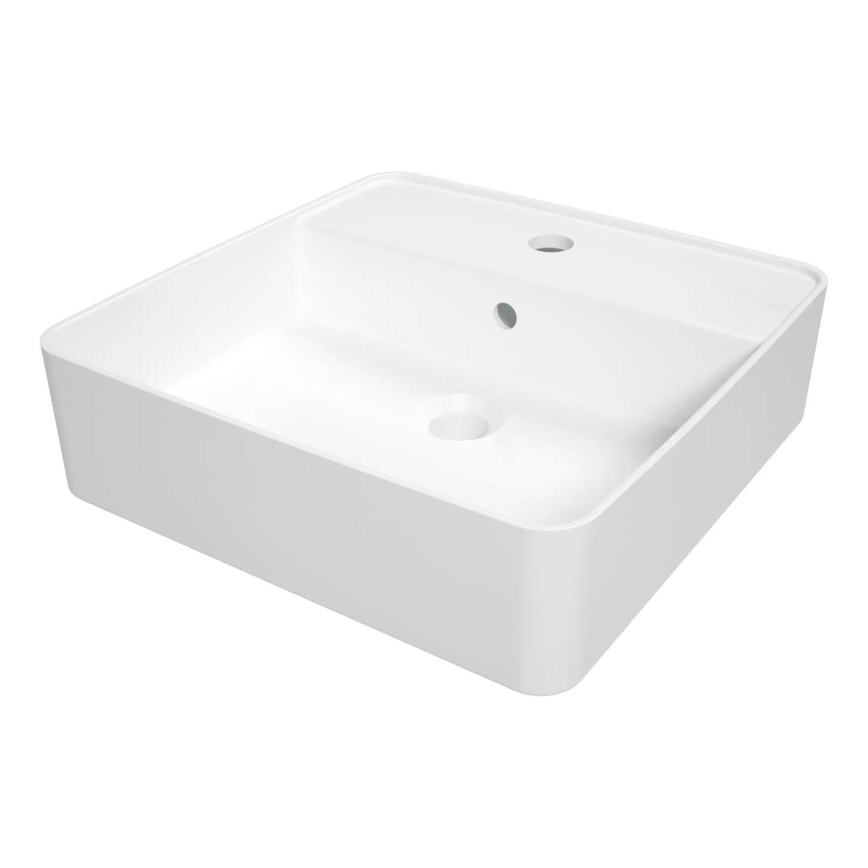 Deante CGS_6U4B - Umywalka nablatowa z otworem na baterię SQUARE 42x42 cm ceramika/biała