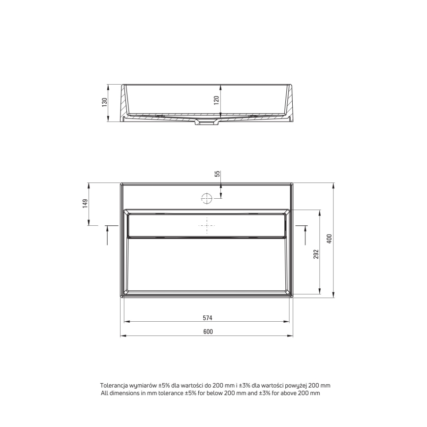 Deante CQR_AU6M - Umywalka nablatowa CORREO 40x60 cm granit/alabastrowa