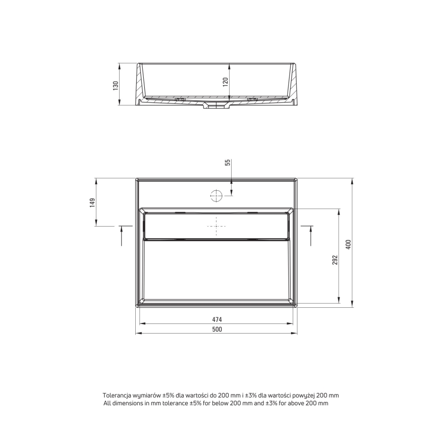 Deante CQR_NU5M - Umywalka nablatowa CORREO 40x50 cm granit/czarny