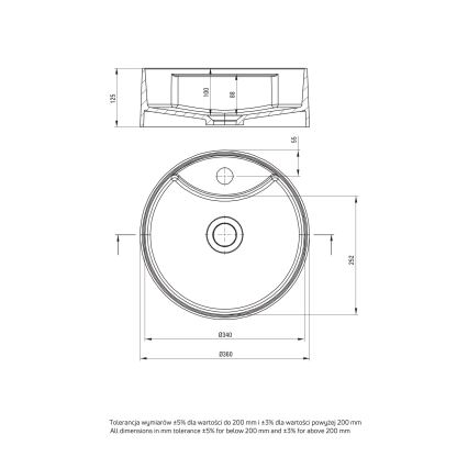Deante CQS_5U4B - Umywalka nablatowa z otworem na kran SILIA śr. 36 cm granit/beżowa