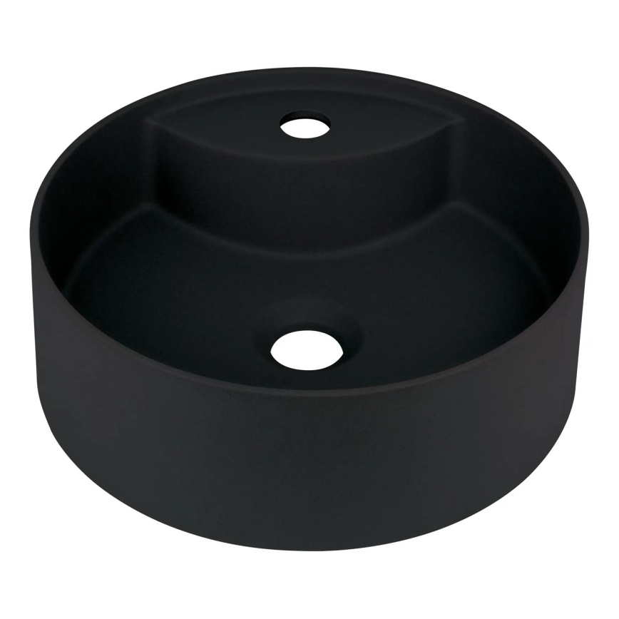 Deante CQS_NU4B - Umywalka nablatowa z otworem na baterię SILIA o średnicy 36 cm granit/czarny
