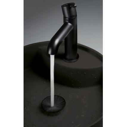 Deante CQS_NU4B - Umywalka nablatowa z otworem na baterię SILIA o średnicy 36 cm granit/czarny