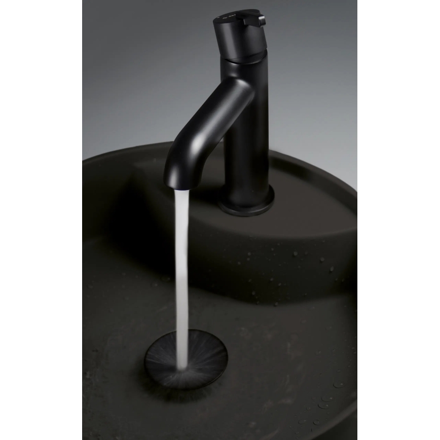 Deante CQS_NU4B - Umywalka nablatowa z otworem na baterię SILIA o średnicy 36 cm granit/czarny