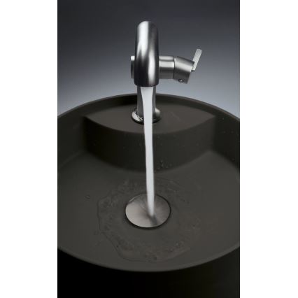 Deante CQS_NU4B - Umywalka nablatowa z otworem na baterię SILIA o średnicy 36 cm granit/czarny