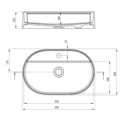 Deante CQS_SU6B - Umywalka nablatowa z otworem na baterię SILIA 35x55cm granit/metaliczny szary