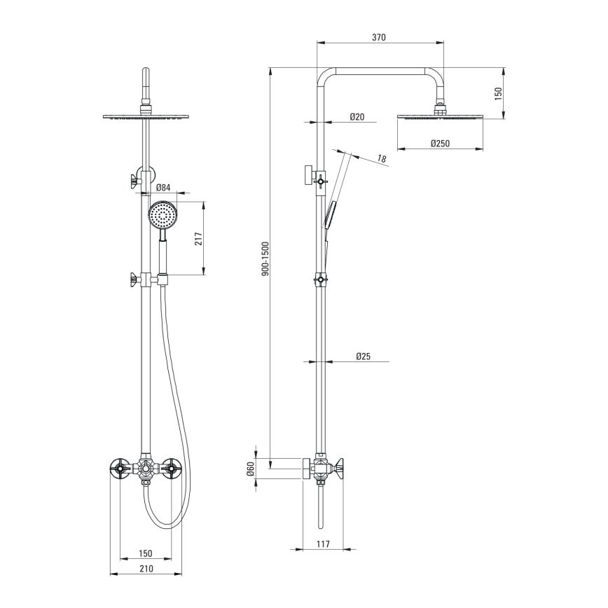 Deante NAC_N4QT - Zestaw prysznicowy z baterią TEMISTO czarny