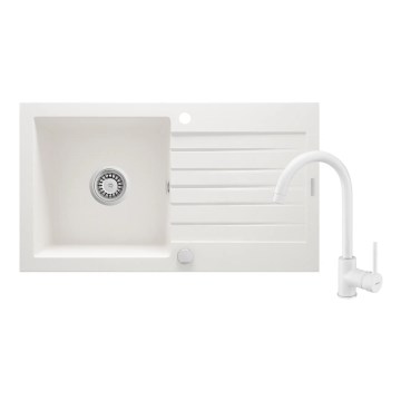 Deante ZQZVA113 - Zlew kuchenny ZORBA 76x44 cm + Bateria zlewozmywakowa granit/alabaster