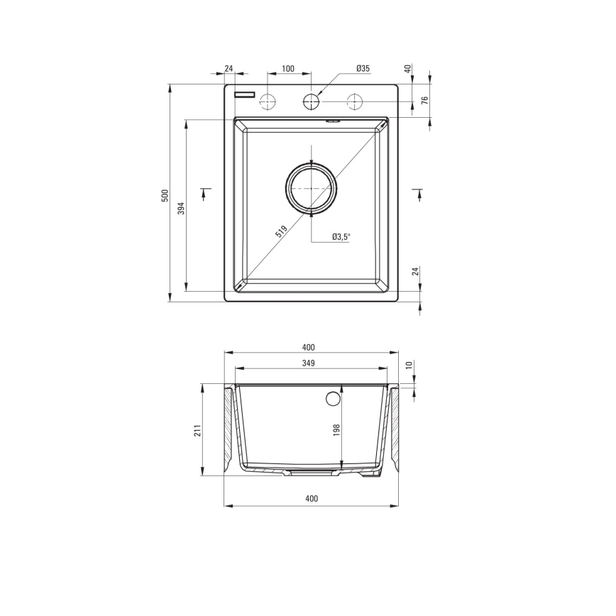 Deante ZRC_S103 - Zlewozmywak kuchenny CORIO 50x40 cm granit/metaliczny szary