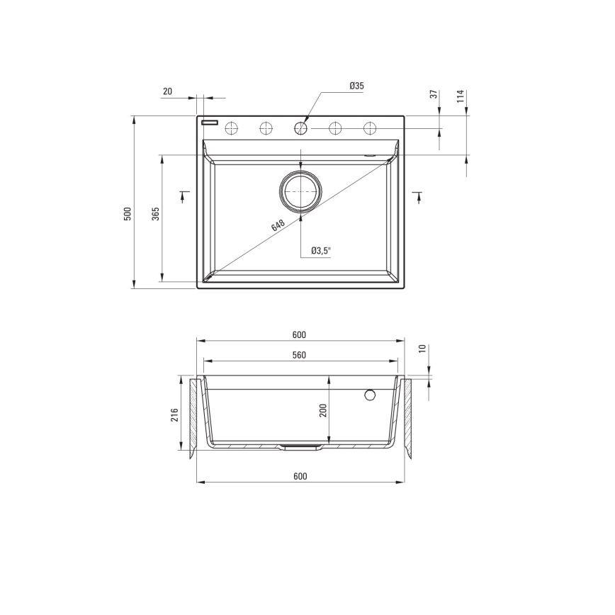 Deante ZRC_S10A - Zlew kuchenny CORIO 50x60 cm granit/metaliczny szary
