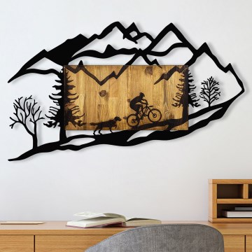 Dekoracja ścienna 110x65 cm jazda motocyklem drewno/metal