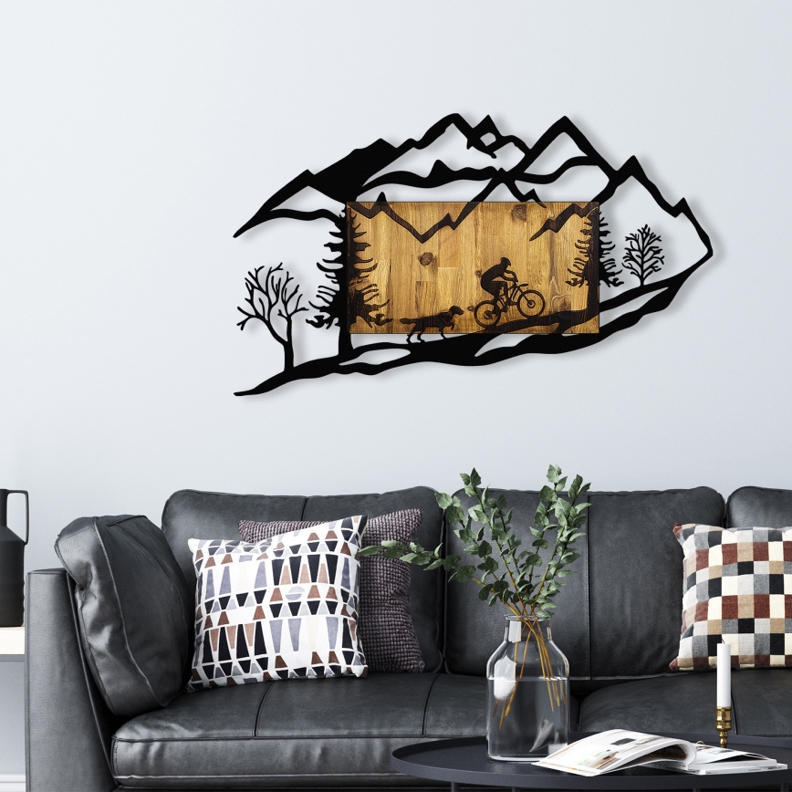 Dekoracja ścienna 110x65 cm jazda motocyklem drewno/metal