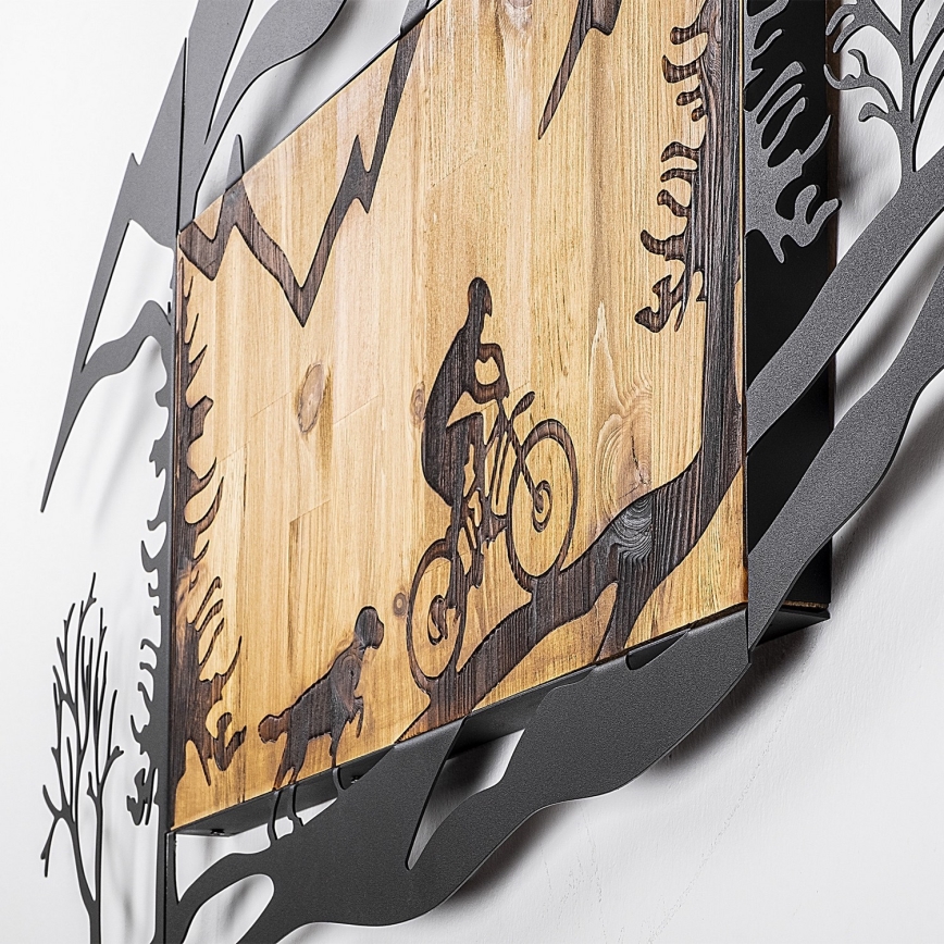 Dekoracja ścienna 110x65 cm jazda motocyklem drewno/metal
