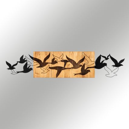 Dekoracja ścienna 111x25 cm ptaki drewno/metal