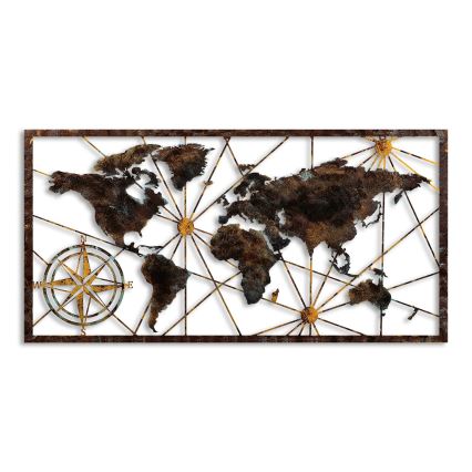 Dekoracja ścienna 120x60 cm mapa świata metal