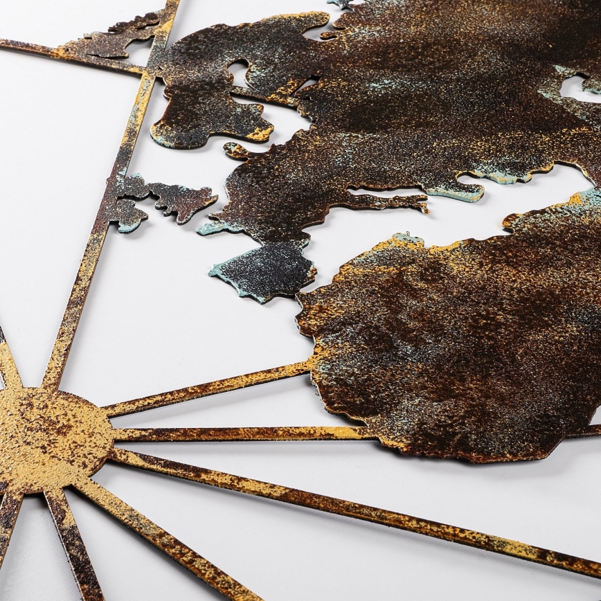 Dekoracja ścienna 120x60 cm mapa świata metal