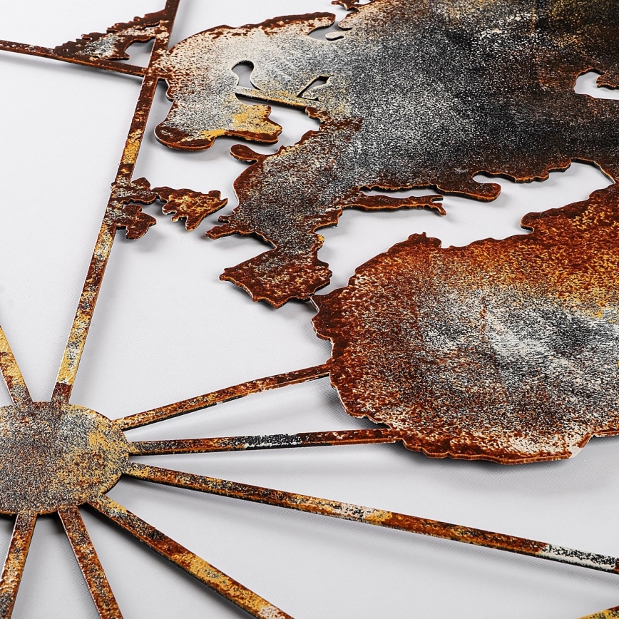Dekoracja ścienna 120x60 cm mapa świata metal