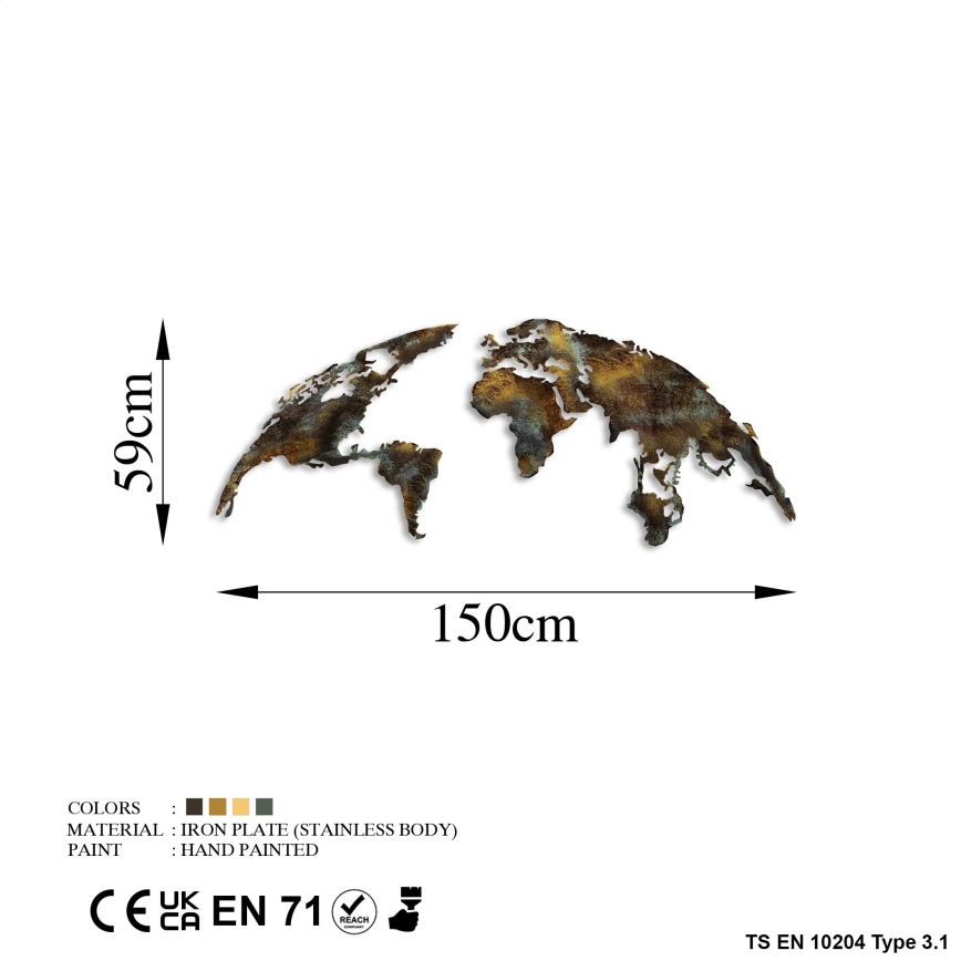 Dekoracja ścienna 2 szt 150x59 cm planeta metal