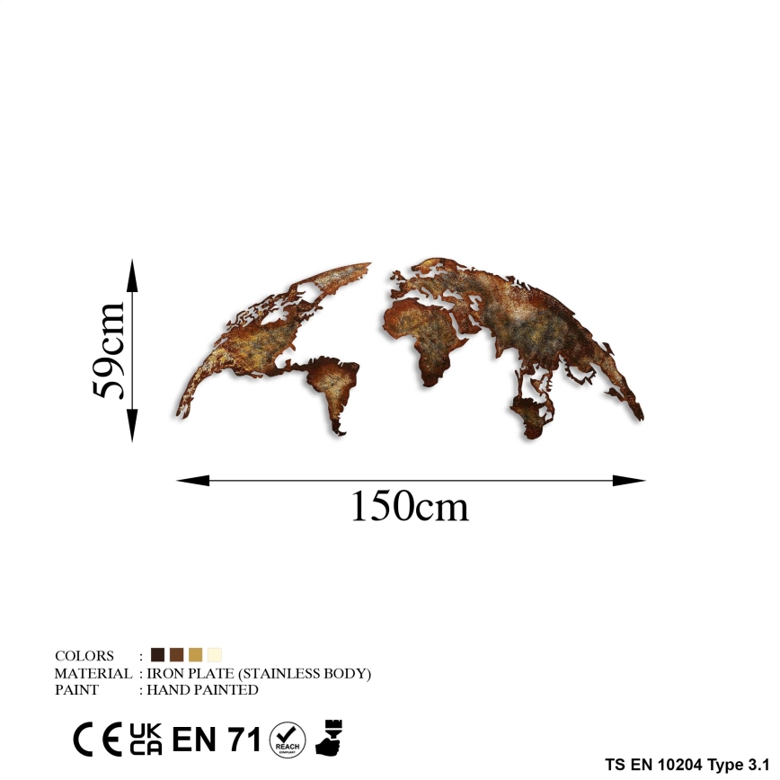 Dekoracja ścienna 2 szt 150x59 planeta metal